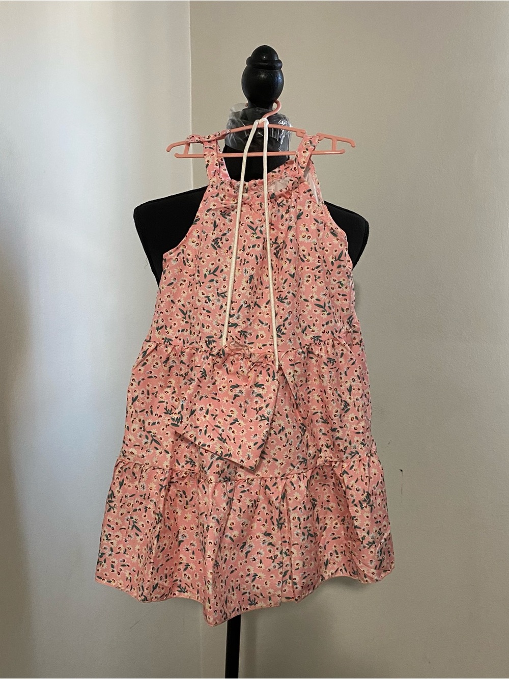Pink Floral Halter Sundress with Matching Pouch